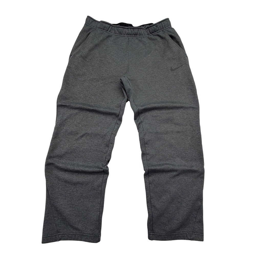 Nike Pants Sz L Gray Therma-FIT Dri-FIT Training Sweatpants Fleece Straight Leg